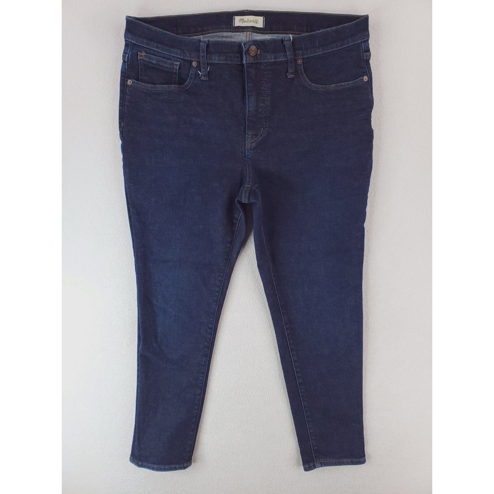 Madewell Jeans Womens Petite 32P Blue Mid Rise Skinny Dark Wash Stretch Jeans